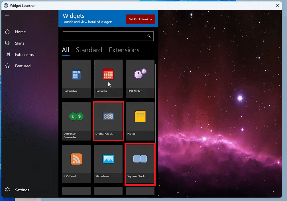 Clock Widget in Widget Launcher
