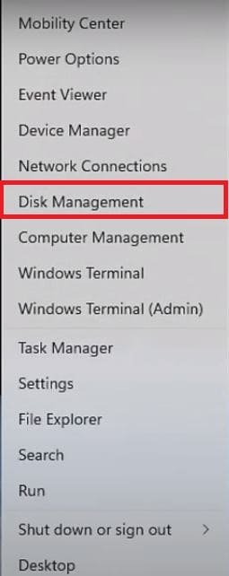 Choose Disk Management