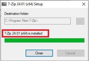 Install 7- Zip
