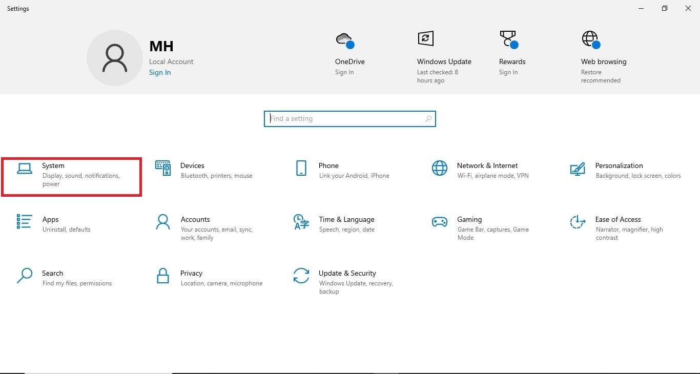 System Menu
