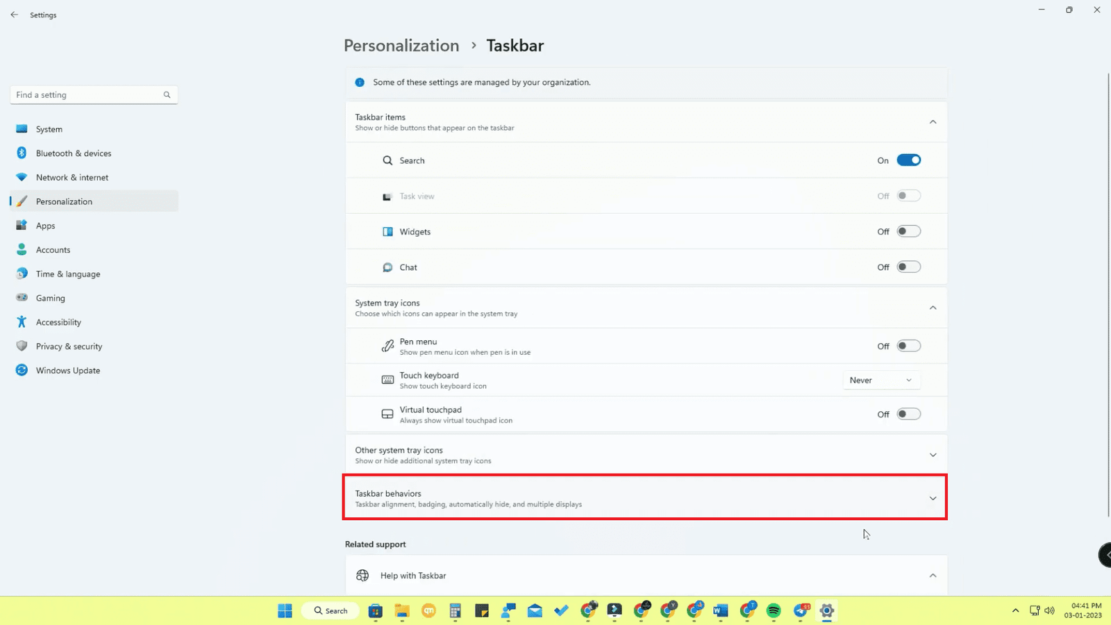 Taskbar Behavior to View Clock in Windows 11 Taskbar Behavior