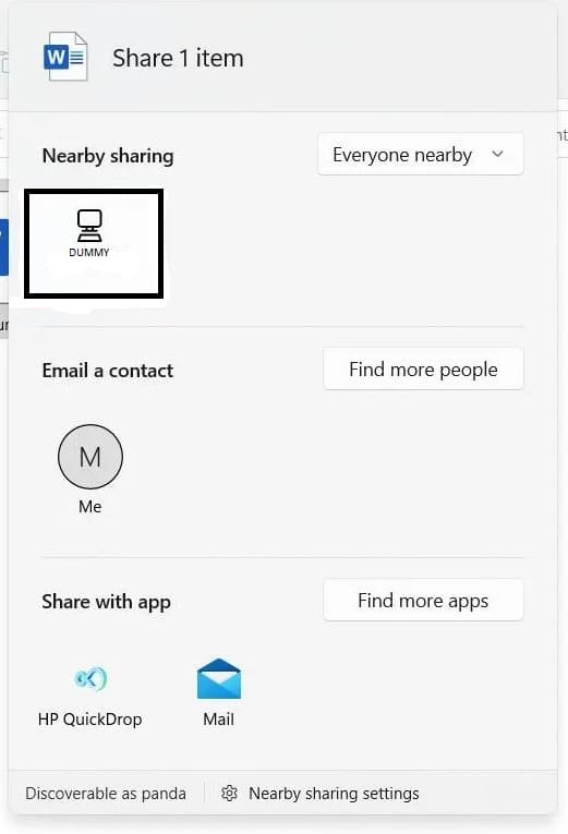 Device Option to share files on Windows 11 Device Option to share files on Windows 11