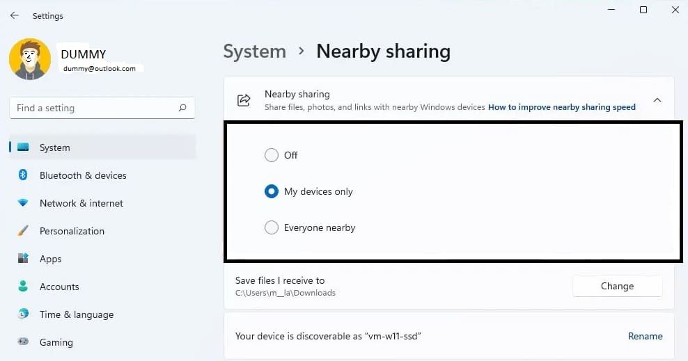 Enabling nearby share to share files on Windows 11 Enabling nearby share to share files on Windows 11