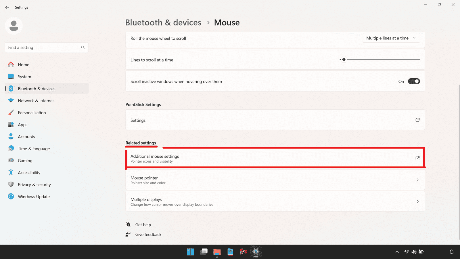 Additional mouse options. Additional mouse options.