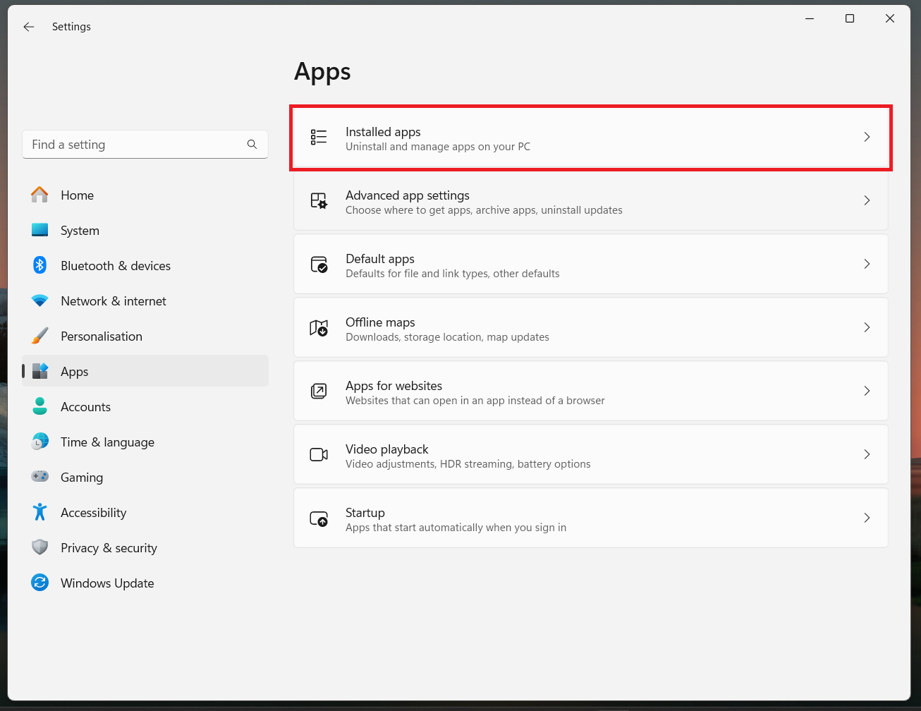 Installed Apps Installed Apps