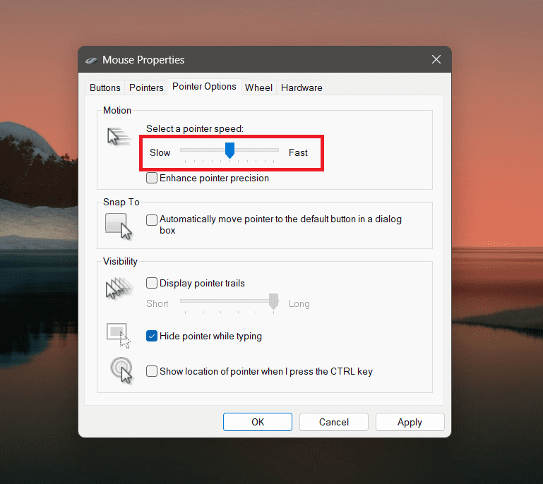 Motion settings Motion settings