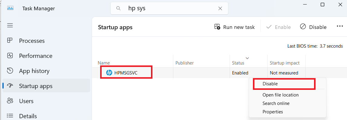 HP System Utility Disabled