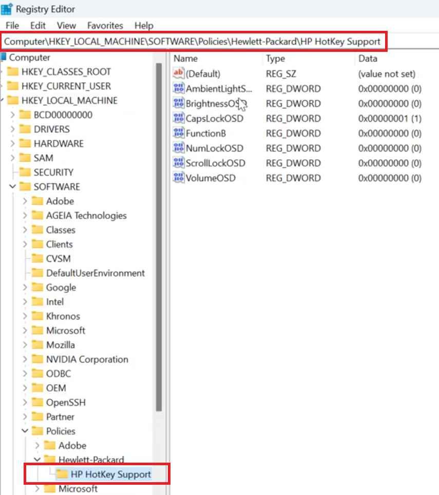 Registry Edit to turn off caps lock notification windows 11 hp