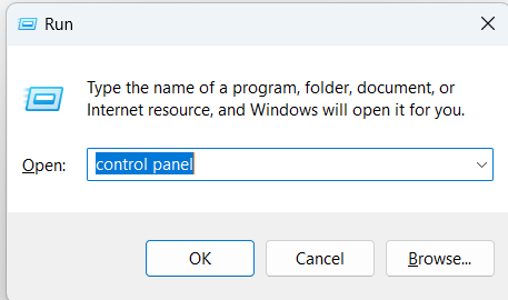 Open Control Panel in Windows 11