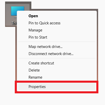 PC properties PC properties