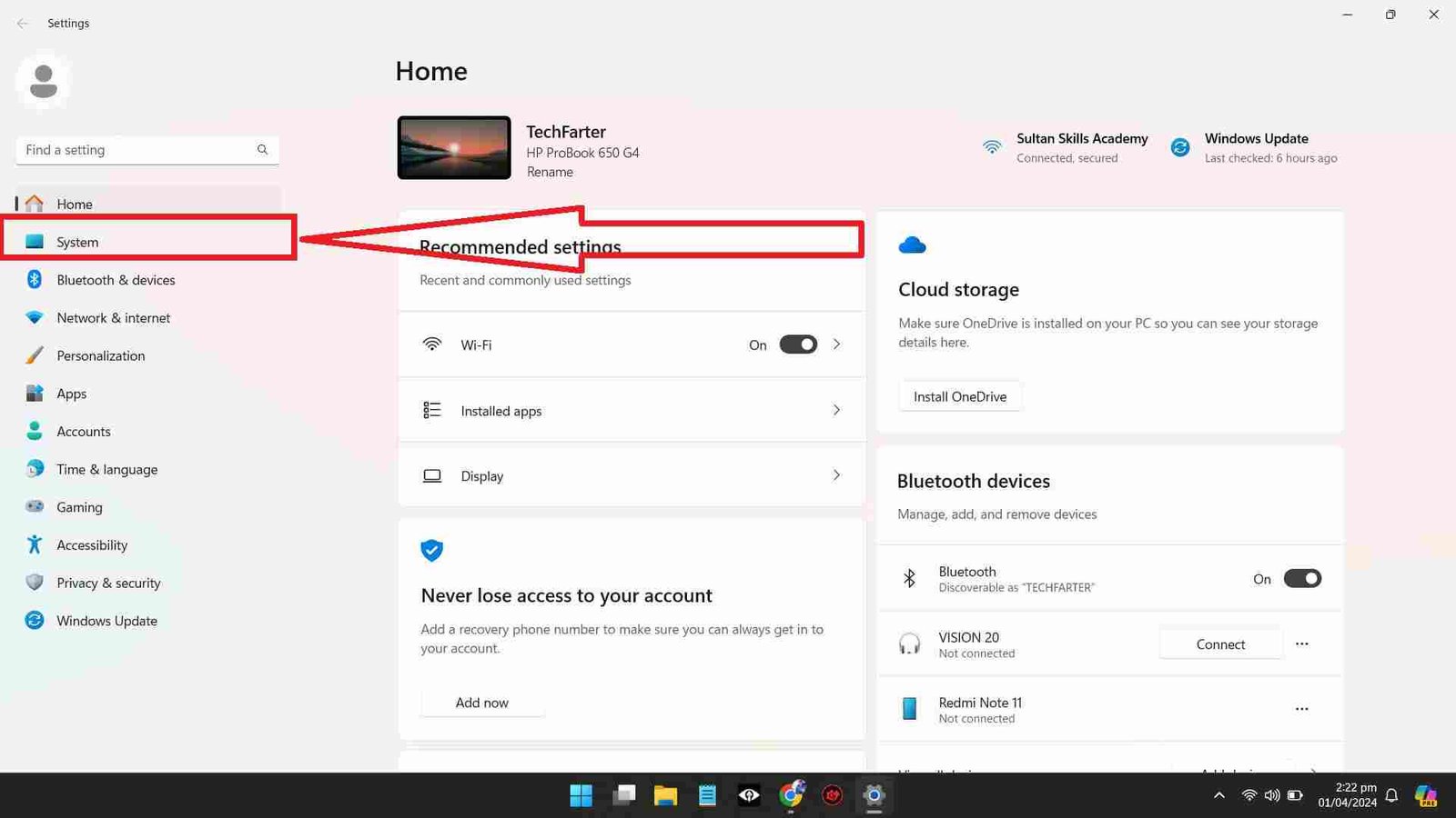 System Menu System Menu