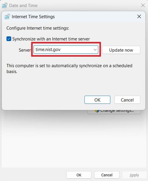Change Time Server Windows 11