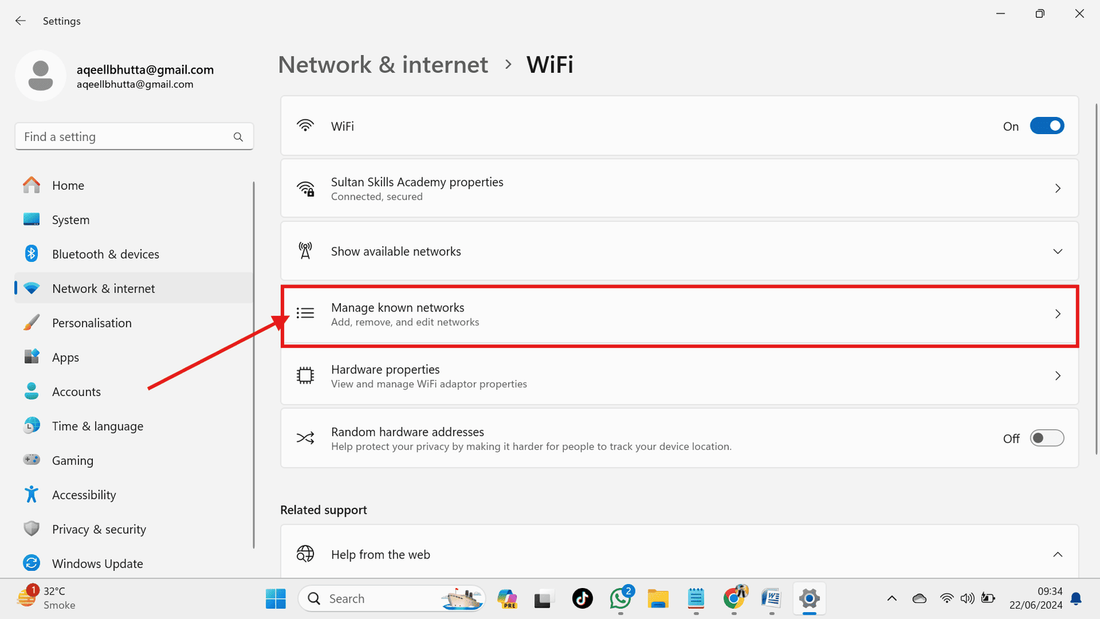 Manage known networks