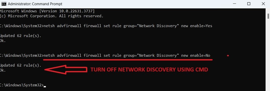 turn off network discovery using CMD turn off network discovery using CMD