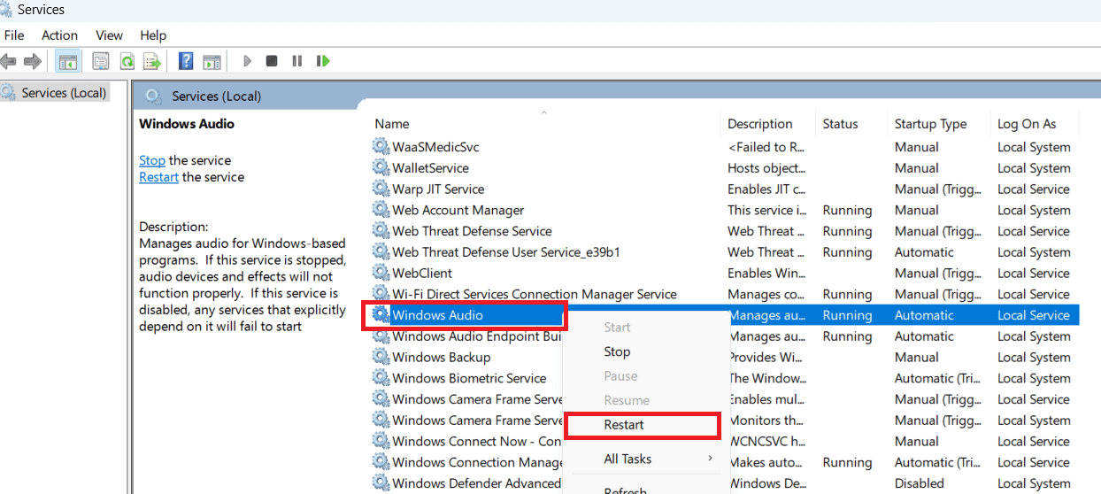 Restart Windows' Audio Services Using Registry Restart Windows' Audio Services Using Registry