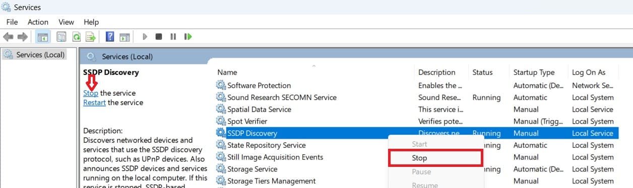 windows 11 SSDP Discovery Stop and restart setting windows 11 SSDP Discovery Stop and restart setting