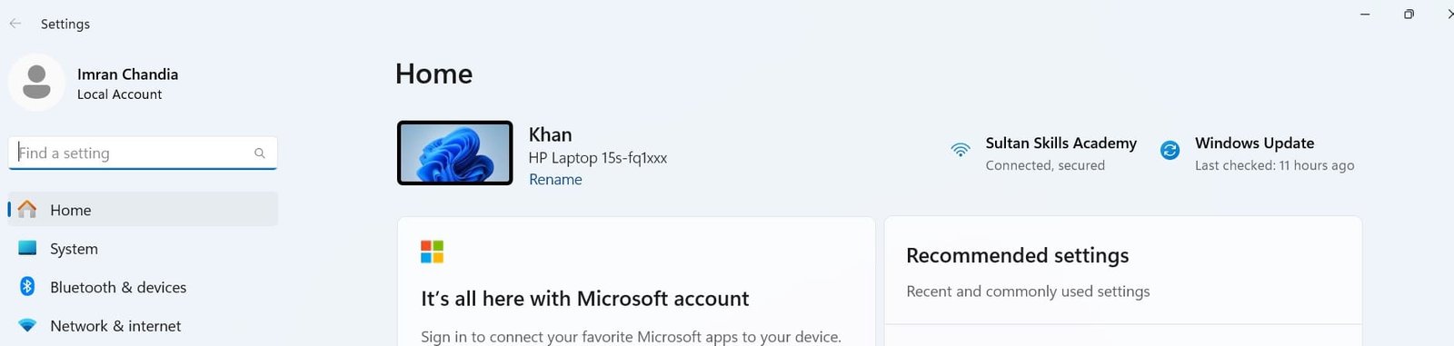 Open windows 11 setting Open windows 11 setting