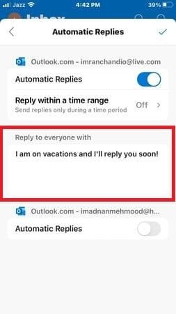 Customized Message on Outlook in iOS