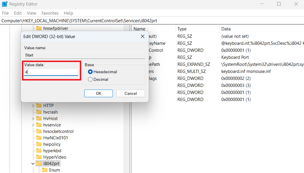 Disabling keyboard driver in windows 11