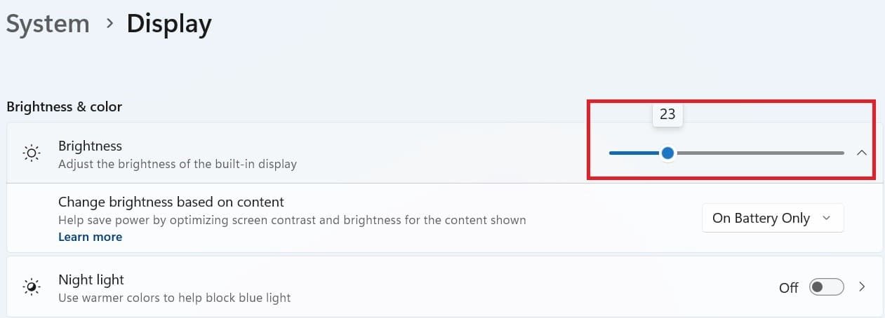 Adjusting the Laptop LCD Brightness In Windows 11 Adjusting the Laptop LCD Brightness In Windows 11