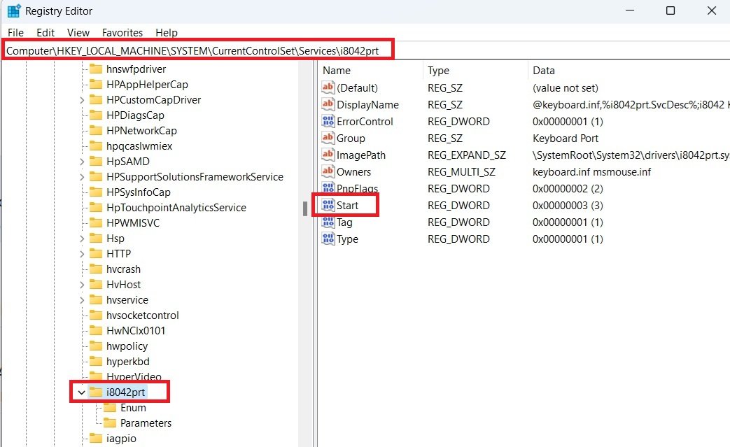 Disbale the Keyboard Using Registry Editor Windows 11