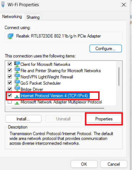 Internet Protocol Version 4 (TCP/IPv4) Properties