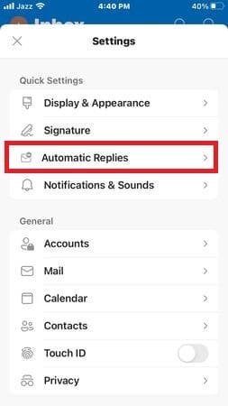 Automatic Replies on Outlook