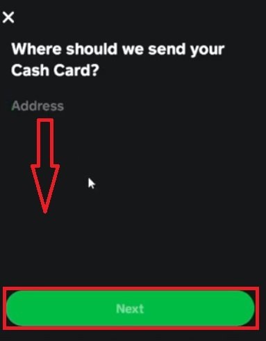 Type Address for Cash card arrival