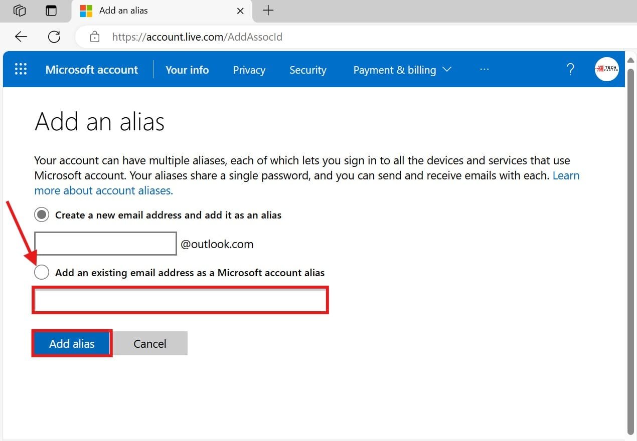 add an existing email address as a Microsoft account alias add an existing email address as a Microsoft account alias