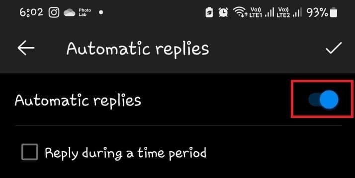 Toggle on Automatic Replies Android Outlook app
