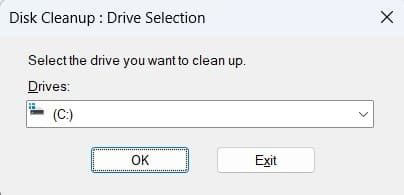 Disk Clean up Drive Selection Disk Clean up Drive Selection