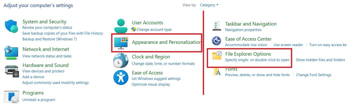 Windows File Explorer Options Windows File Explorer Options