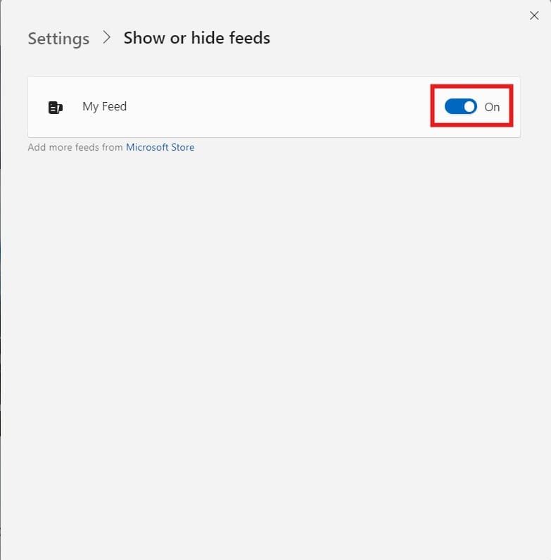 How to turn off or on news feeds in Windows 11