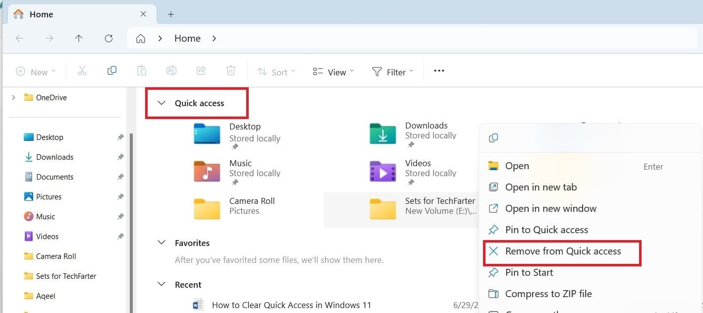 Remove from Quick Access Remove from Quick Access