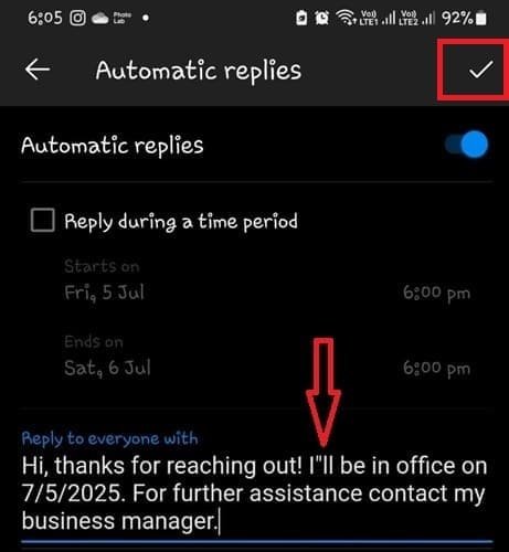 How to set automatic reply in outlook app 2024