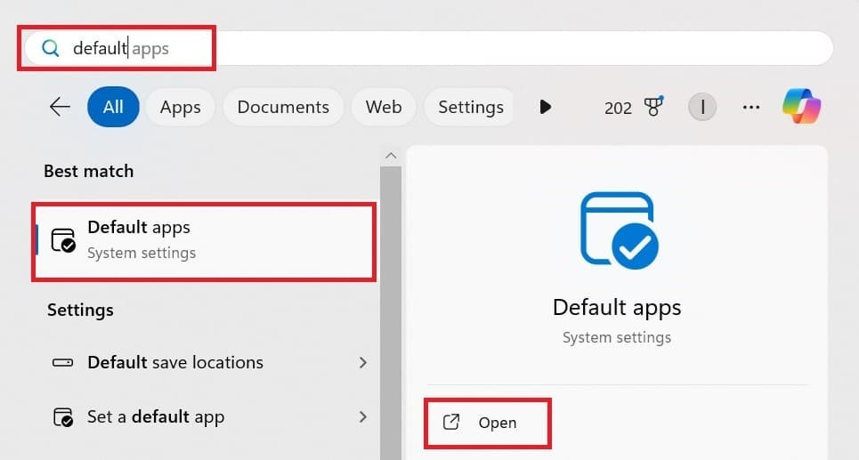 windows default apps