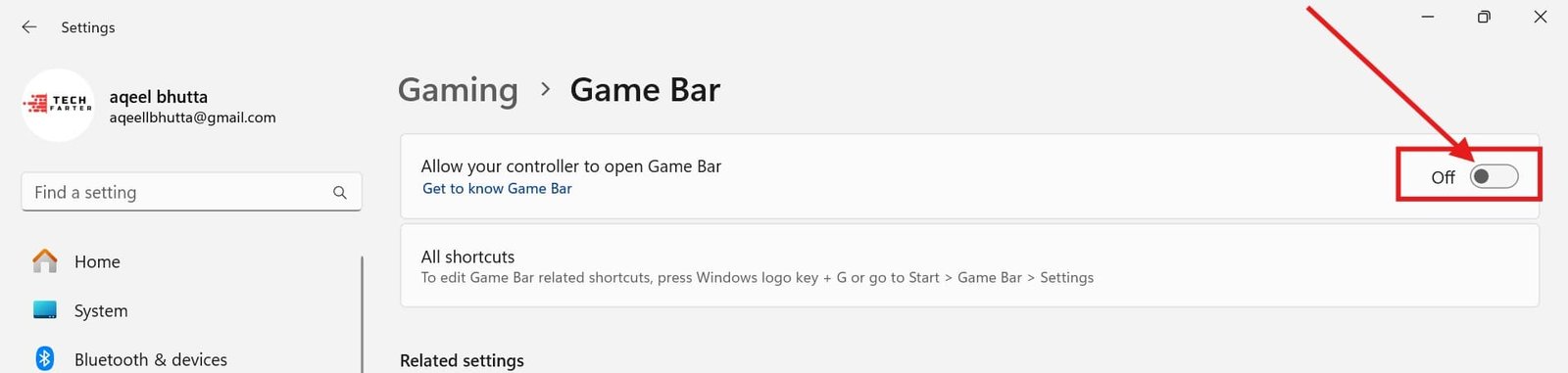 windows find a setting off