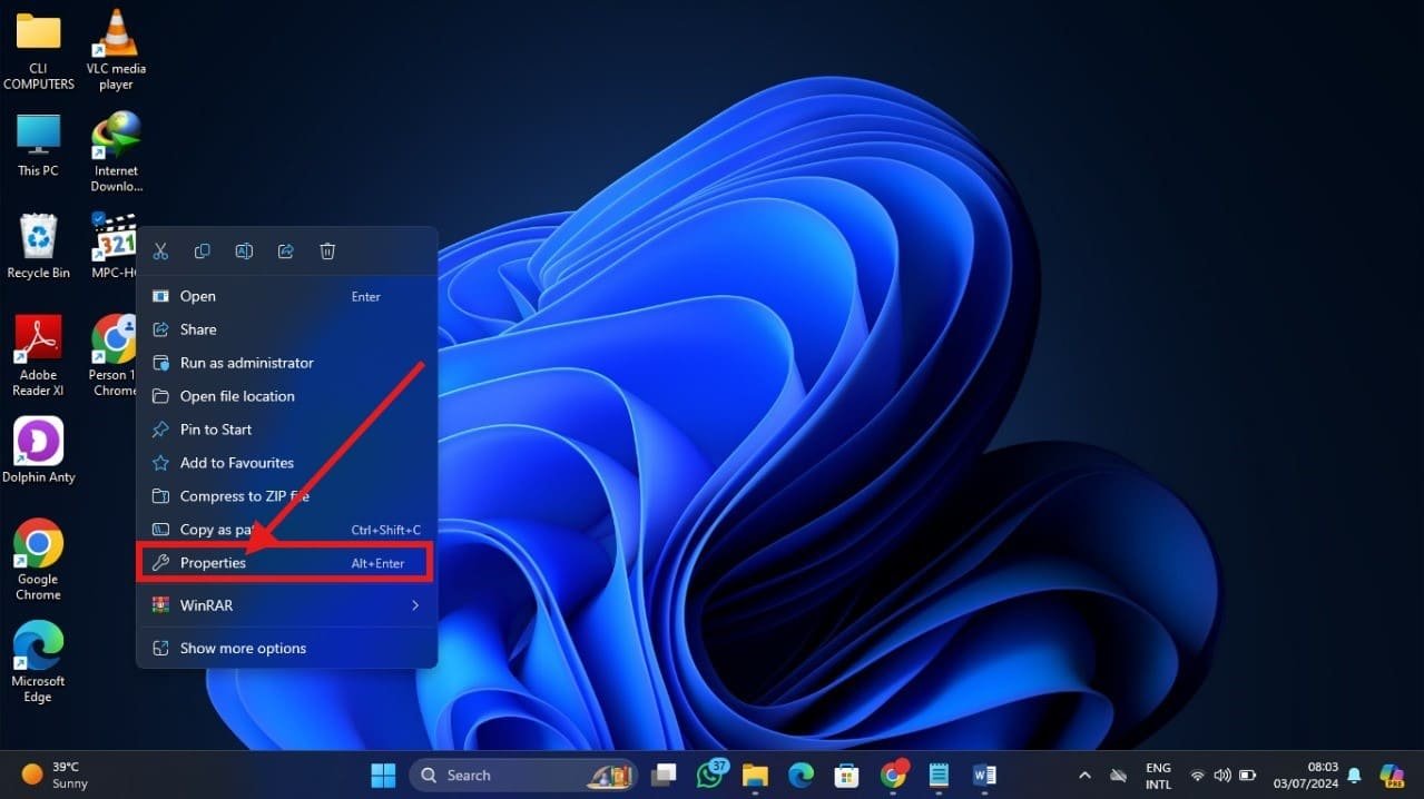 windows properties