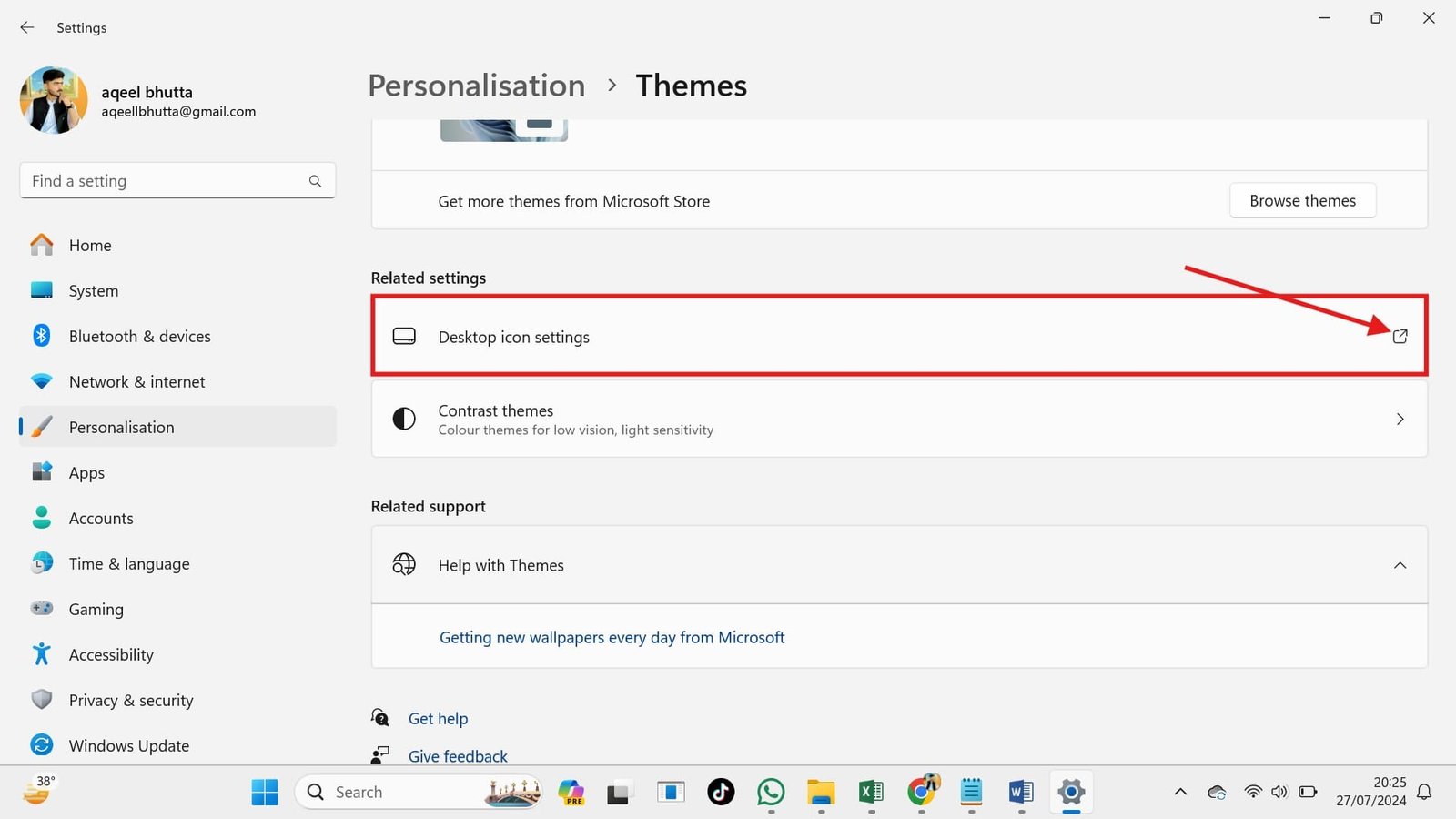 Desktop icon settings