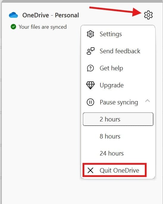 Quit OneDrive on Windows