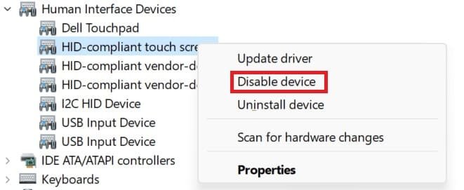 Disable HD Complaint Touch Screen on WIndows 11/10/8