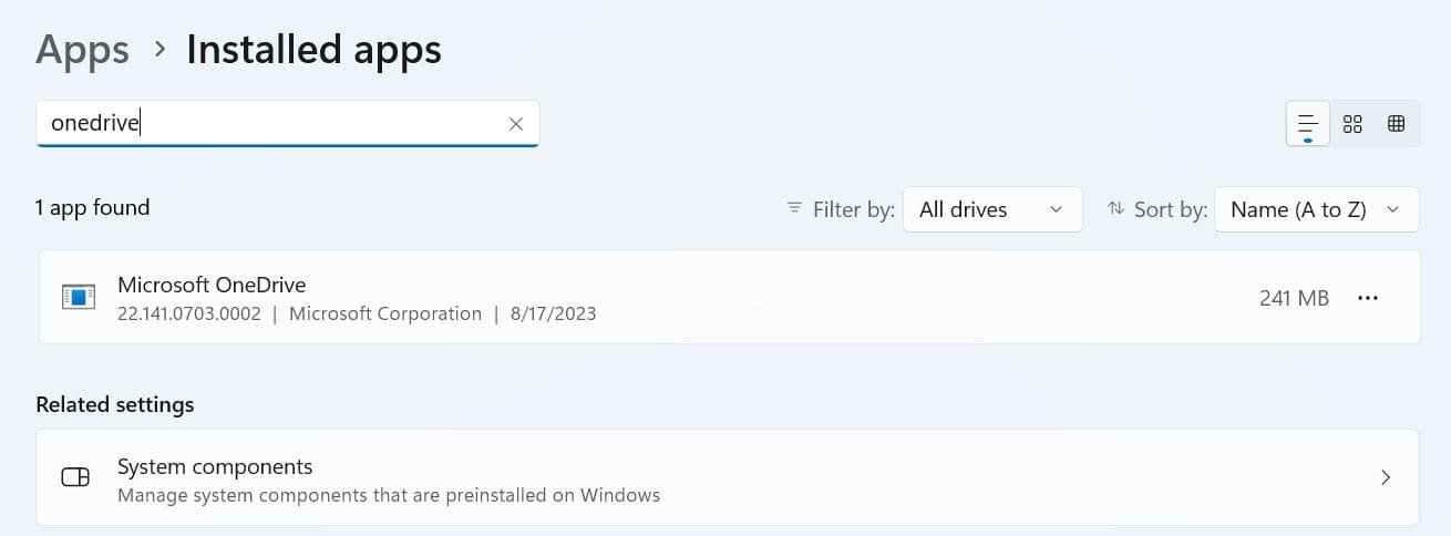 search for Microsoft OneDrive