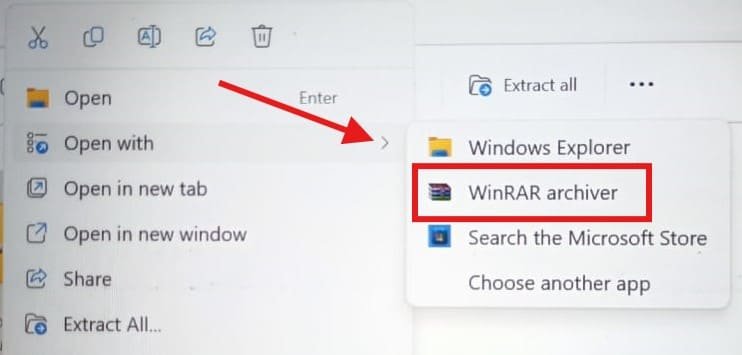 Open .7z files in Windows 11 with 7zip or WinRAR Software