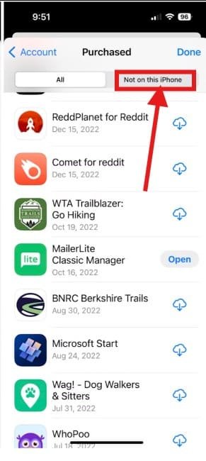 See Recently Deleted Apps